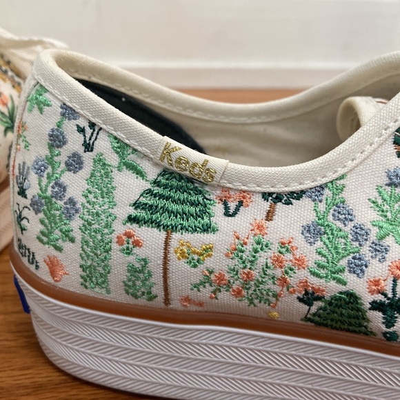 KEDS Menagerie Embroidered Triple Kick Sneaker Rifle Paper Co Women’s Size 8 1/2 - Picture 6 of 13